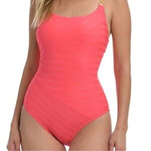La Blanca Coral One-Piece Swimsuit with Gold Rings